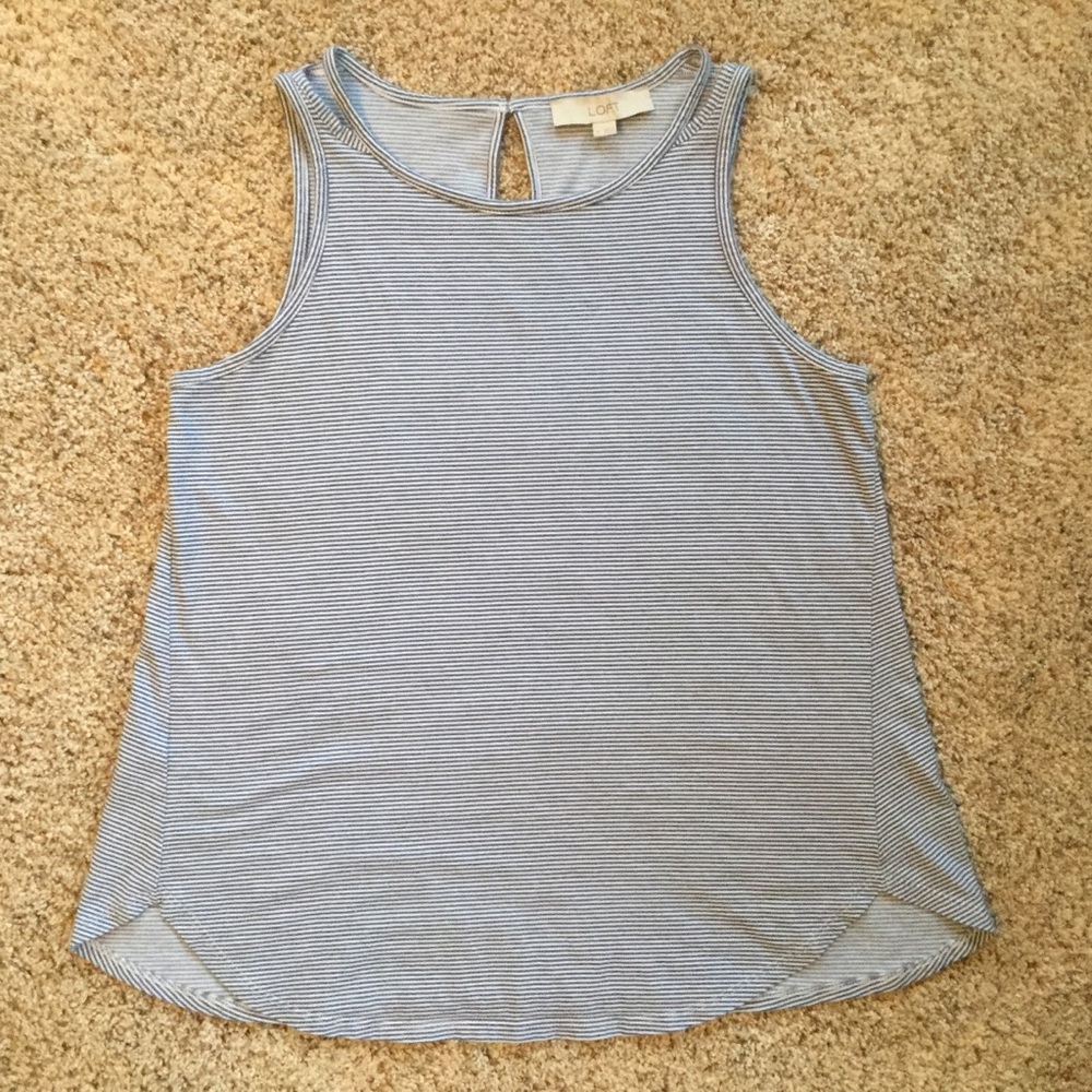 Adorable Blue & White Striped LOFT Sleeveless Top